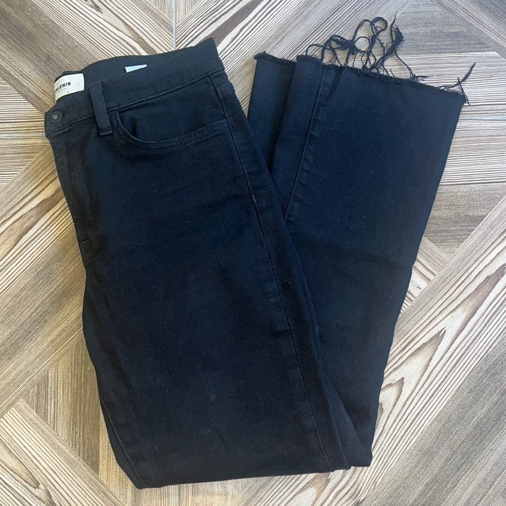 BALDWIN DISTRESSED CROPPED BLACK JEANS